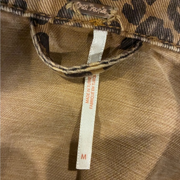 Free People Brown Leopard Print Jean Jacket - Picture 4 of 5
